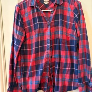 J. Crew Plaid Button Down Shirt - Red and Blue